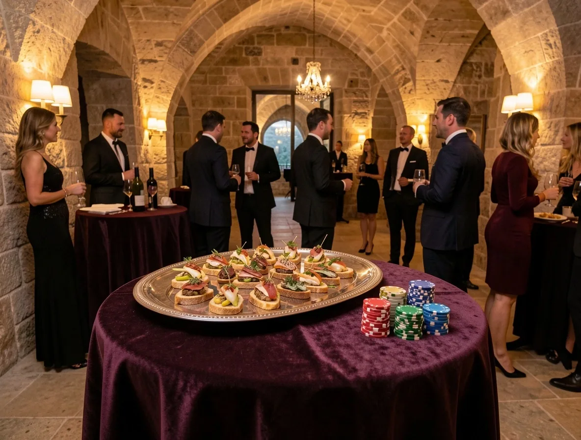 Service de vins de Bordeaux et restauration haut de gamme lors des soirées de jeu