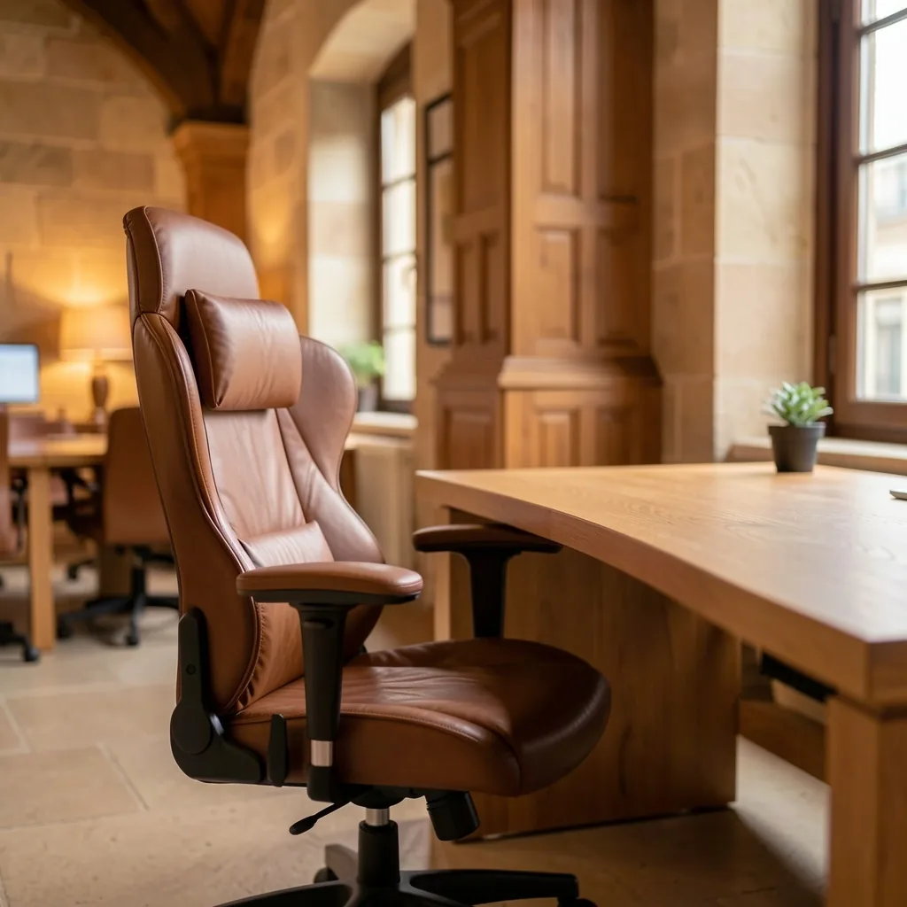 Détail du mobilier et de l'éclairage de travail chez HallSteer